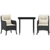 Image de vidaXL Ensemble à Manger de Jardin avec Coussins 3 pcs, Table et Chaises de Patio, Meubles d'Extérieur Terrasse, Moderne, Noir Résine Tressée