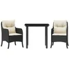 Image de vidaXL Ensemble à Manger de Jardin avec Coussins 3 pcs, Table et Chaises de Patio, Meubles d'Extérieur Terrasse, Moderne, Noir Résine Tressée
