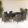 Image de vidaXL Ensemble à manger de jardin et coussins 7 pcs gris rotin