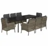Image de vidaXL Ensemble à Manger de Jardin avec Coussins 9 pcs, Table et Chaises de Patio, Meubles d'Extérieur Terrasse, Moderne, Gris Résine Tressée