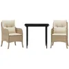 Image de vidaXL Ensemble à Manger de Jardin avec Coussins 3 pcs, Table et Chaises de Patio, Meubles d'Extérieur Terrasse, Moderne, Beige Résine Tressée