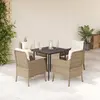 Image de vidaXL Ensemble à manger de jardin avec coussins 5pcs Beige poly rotin