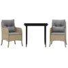 Image de vidaXL Ensemble à Manger de Jardin avec Coussins 3 pcs, Table et Chaises de Patio, Meubles d'Extérieur Terrasse, Moderne, Beige Résine Tressée