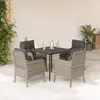 Image de vidaXL Ensemble à manger de jardin et coussins 5 pcs gris clair rotin