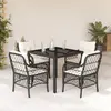 Image de vidaXL Ensemble à manger de jardin coussins 5pcs Noir Résine tressée