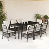 Image de vidaXL Ensemble à manger de jardin 9pcs coussins noir résine tressée