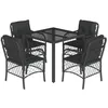 Image de vidaXL Ensemble à Manger de Jardin avec Coussins 5 pcs, Table et Chaises de Patio, Meubles d'Extérieur Terrasse, Moderne, Noir Résine Tressée