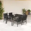 Image de vidaXL Ensemble à manger de jardin coussins 5pcs Noir Résine tressée