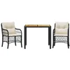 Image de vidaXL Ensemble de Bistro avec Coussins 3 pcs, Table et Chaises de Jardin, Ensemble de Meubles d'Extérieur Balcon, Moderne, Noir Résine Tressée