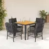 Image de vidaXL Ensemble à manger de jardin coussins 5pcs Noir Résine tressée