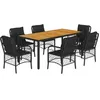 Image de vidaXL Ensemble à Manger de Jardin avec Coussins 7 pcs, Table et Chaises de Patio, Meubles d'Extérieur Terrasse, Moderne, Noir Résine Tressée