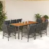 Image de vidaXL Ensemble à manger de jardin 9 pcs coussins gris résine tressée