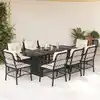 Image de vidaXL Ensemble à manger de jardin 9pcs coussins noir résine tressée