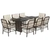 Image de vidaXL Ensemble à Manger de Jardin avec Coussins 9 pcs, Table et Chaise de Terrasse, Meubles de Patio, Mobilier d'Extérieur, Marron Résine Tressée