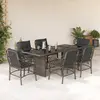 Image de vidaXL Ensemble à manger de jardin et coussins 7 pcs gris rotin