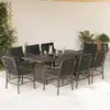 Image de vidaXL Ensemble à manger de jardin 9 pcs coussins gris résine tressée