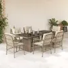 Image de vidaXL Ensemble à manger de jardin et coussins 7 pcs beige poly rotin