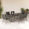 Image de vidaXL Ensemble à manger de jardin et coussins 7 pcs gris clair rotin