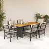 Image de vidaXL Ensemble à manger de jardin coussins 7pcs Noir Résine tressée