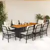 Image de vidaXL Ensemble à manger de jardin 9pcs coussins noir résine tressée