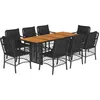 Image de vidaXL Ensemble à Manger de Jardin avec Coussins 9 pcs, Table et Chaise de Terrasse, Meubles de Patio, Mobilier d'Extérieur, Noir Résine Tressée