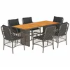 Image de vidaXL Ensemble à Manger de Jardin avec Coussins 7 pcs, Table et Chaise de Terrasse, Meubles de Patio, Mobilier d'Extérieur, Gris Résine Tressée