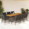 Image de vidaXL Ensemble à manger de jardin 9 pcs coussins gris résine tressée