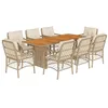 Image de vidaXL Ensemble à Manger de Jardin avec Coussins 9 pcs, Table et Chaise de Terrasse, Meubles de Patio, Mobilier d'Extérieur, Beige Résine Tressée