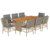 Image de vidaXL Ensemble à Manger de Jardin avec Coussins 9 pcs, Table et Chaise de Terrasse, Meubles de Patio, Mobilier d'Extérieur, Mélange Beige Résine Tressée