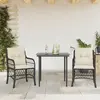 Image de vidaXL Ensemble de bistro 3 pcs avec coussins noir résine tressée