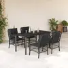 Image de vidaXL Ensemble à manger de jardin coussins 5pcs Noir Résine tressée