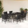 Image de vidaXL Ensemble à manger de jardin coussins 7pcs Noir Résine tressée