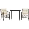 Image de vidaXL Ensemble de Bistro avec Coussins 3 pcs, Table et Chaises de Jardin, Ensemble de Meubles d'Extérieur Balcon, Moderne, Marron Résine Tressée