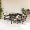 Image de vidaXL Ensemble à manger de jardin 5 pcs et coussins marron poly rotin
