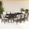 Image de vidaXL Ensemble à manger de jardin et coussins 9 pcs marron poly rotin