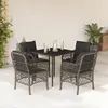 Image de vidaXL Ensemble à manger de jardin 5 pcs coussins gris résine tressée