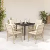 Image de vidaXL Ensemble à manger de jardin avec coussins 5pcs Beige poly rotin