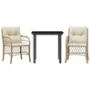 Image de vidaXL Ensemble de Bistro avec Coussins 3 pcs, Table et Chaises de Jardin, Ensemble de Meubles d'Extérieur Balcon, Moderne, Beige Résine Tressée