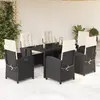 Image de vidaXL Ensemble à manger de jardin coussins 7pcs Noir Résine tressée