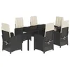 Image de vidaXL Ensemble à Manger de Jardin avec Coussins 7 pcs, Table et Chaises avec Dossier Réglable, Meubles d'Extérieur Patio Terrasse, Noir Résine Tressée