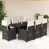 Image de vidaXL Ensemble à manger de jardin 9pcs coussins noir résine tressée