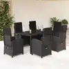 Image de vidaXL Ensemble à manger de jardin coussins 7pcs Noir Résine tressée