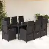 Image de vidaXL Ensemble à manger de jardin 9pcs coussins noir résine tressée