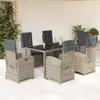 Image de vidaXL Ensemble à manger de jardin et coussins 7 pcs gris rotin