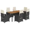 Image de vidaXL Ensemble à Manger de Jardin avec Coussins 7 pcs, Table et Chaises avec Dossier Réglable, Meubles d'Extérieur Patio Terrasse, Noir Résine Tressée