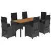 Image de vidaXL Ensemble à Manger de Jardin avec Coussins 7 pcs, Table et Chaises avec Dossier Réglable, Meubles d'Extérieur Patio Terrasse, Noir Résine Tressée
