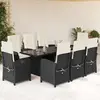 Image de vidaXL Ensemble à manger de jardin 9pcs coussins noir résine tressée