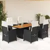 Image de vidaXL Ensemble à manger de jardin coussins 7pcs Noir Résine tressée