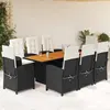 Image de vidaXL Ensemble à manger de jardin 9pcs coussins noir résine tressée