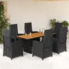 Image de vidaXL Ensemble à manger de jardin coussins 7pcs Noir Résine tressée